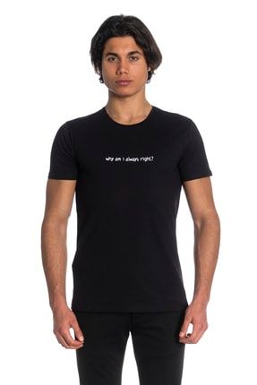 Siyah Slim Fit T-shirt %100 Pamuk IGSOUL190106