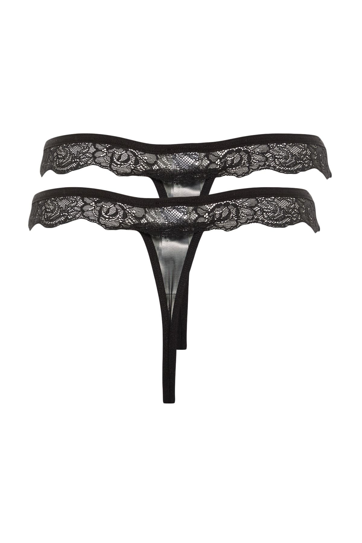 Trendyol Collection-Schwarze Spitzen-Strings im 2er-Pack THMAW23KU00040 11