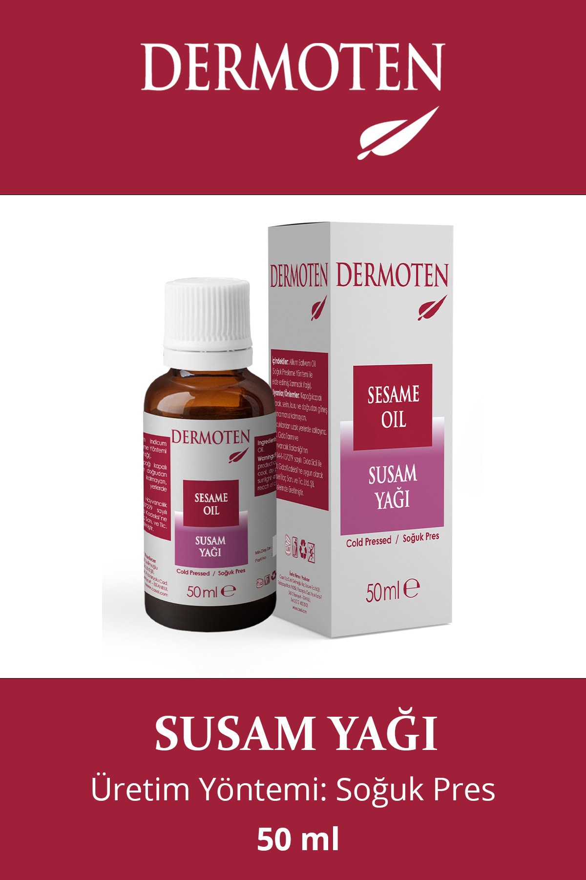 Dermoten Susam Yağı (Soğuk Pres) 50 ml