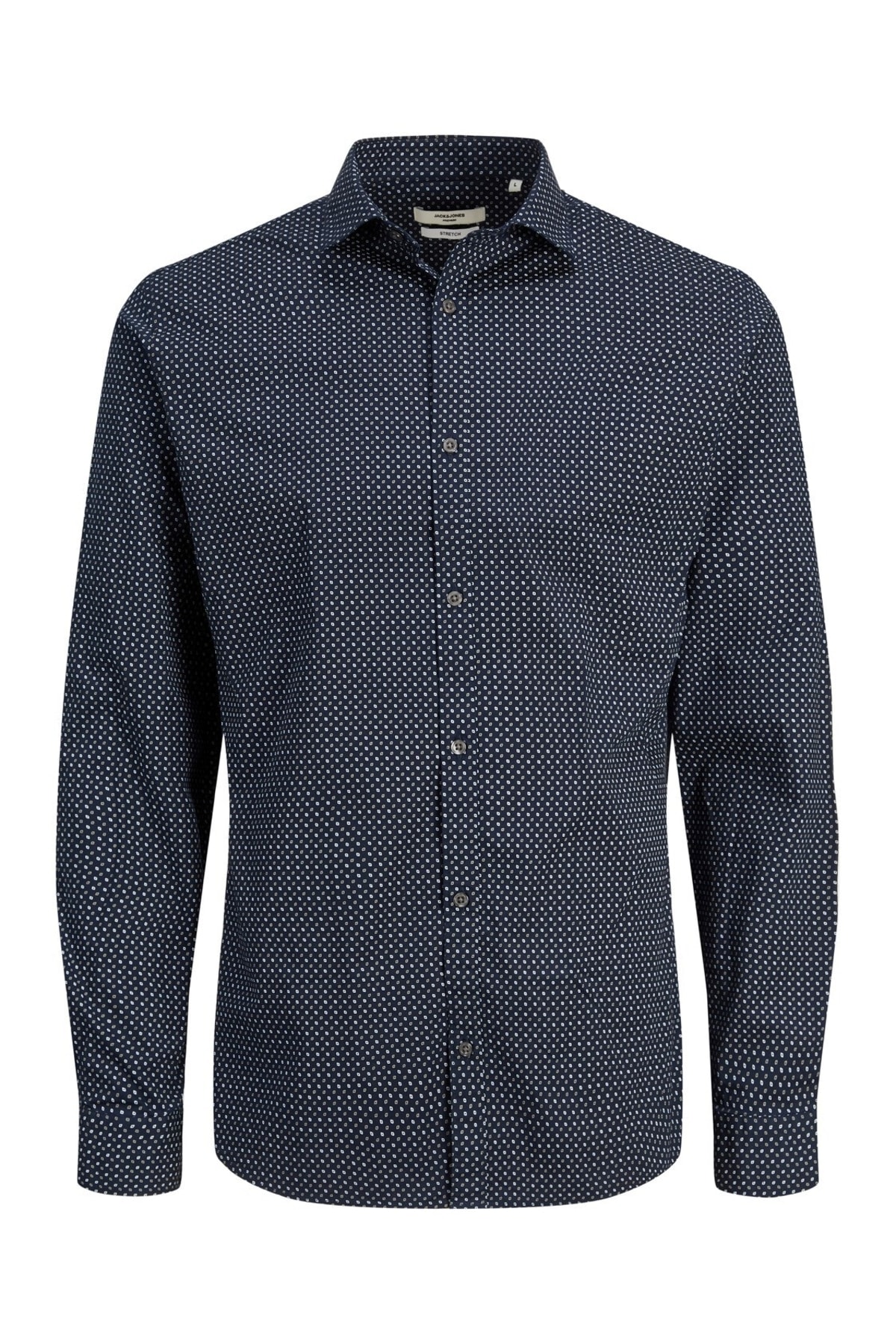پیراهن جک اند جونز مردانه پنبه - الاستین آبی سرمه ای  راسته Regular/رگولار    بیسیک Daily/روزانه | Jack & Jones 12215450 - تصویر 5