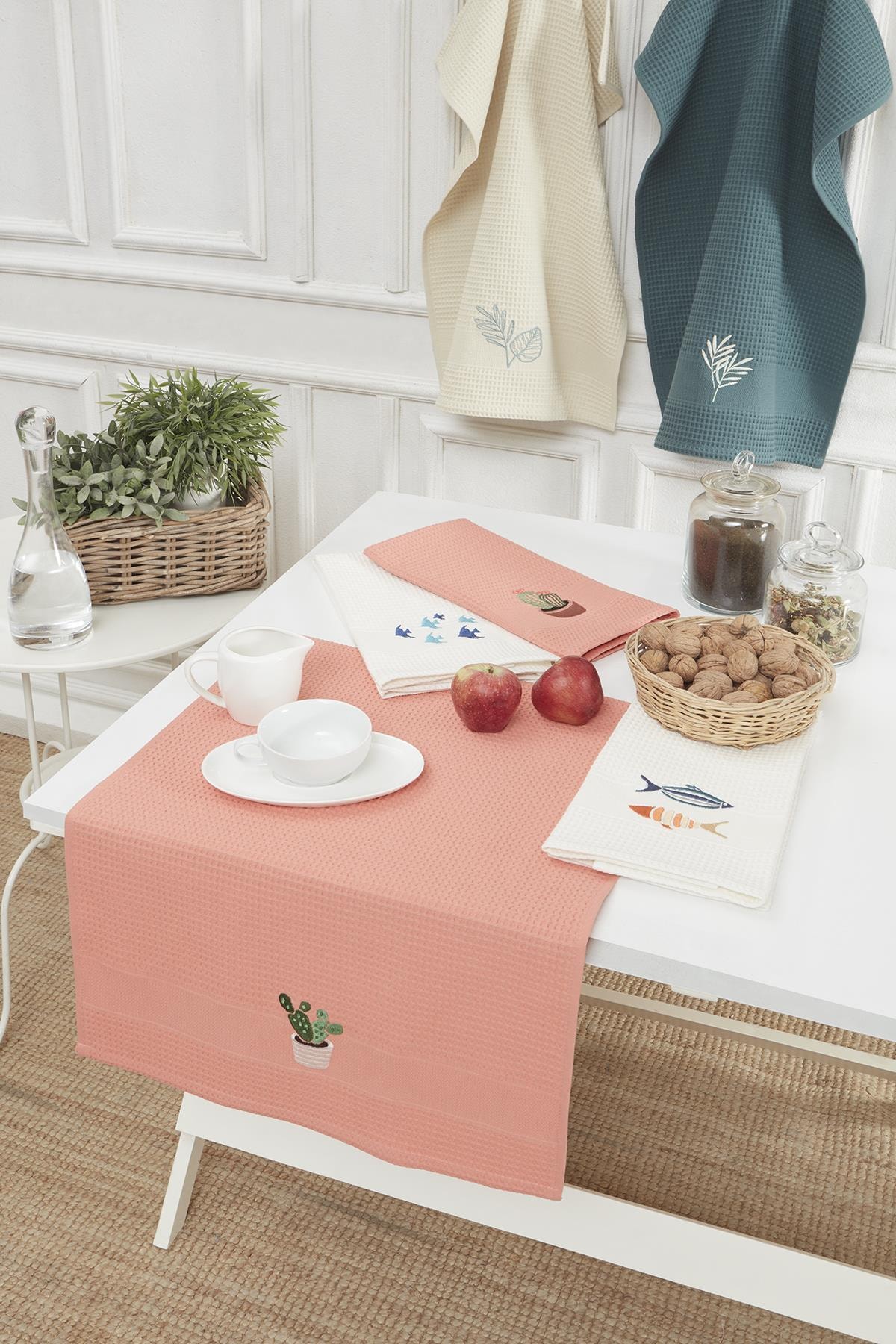 upline tea towel krem balik nakisli 2 li mutfak pecete seti kurulama bezi 2 50x70 fiyati yorumlari trendyol