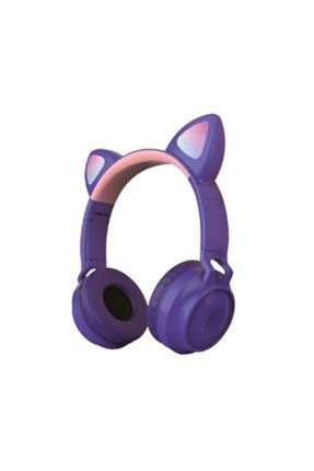 Blt-19 Kedi Kulak Bluetooth 5.0 Wireless Led Işıklı Kulaklık Sd Card Çocuk Genç Mor-pembe BLPLBLT19KUKMOR