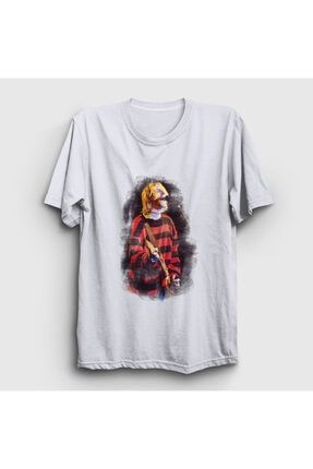 Unisex Beyaz Watercolor Nirvana Kurt Cobain Tişört 36031tt