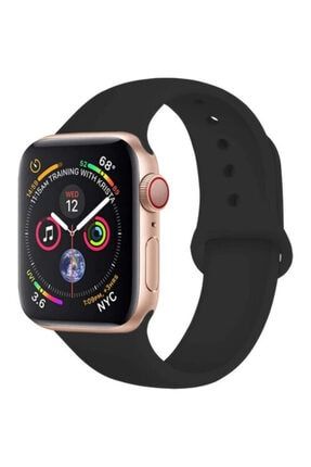 Apple Watch 38 - 40 Mm Spor Kordon Silikon Kayış Siyah blsmkordon35