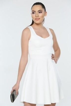 Kadın Beyaz Esnek Kumaş Sırtı Dantel Detaylı Abiye Elbise MCEMR-013-4-E
