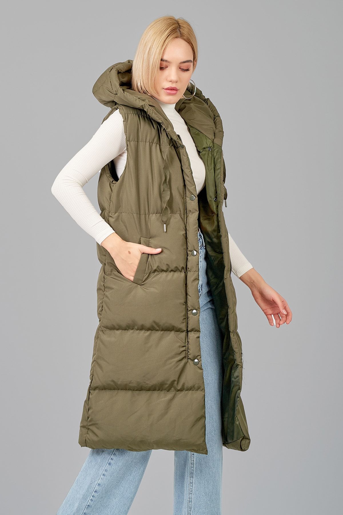ladyzey-Women's Long Hooded Puffer Vest 3