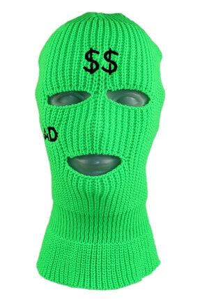 Yeşil Dolar Nakışlı 3 Gözlü Unisex Kar Maskesi Zİ-025