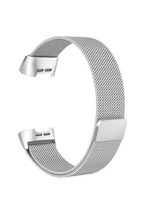Fitbit Charge 4 Uyumlu Metal Mıknatıslı Milanese Kordon Gümüş Charge4Xmil
