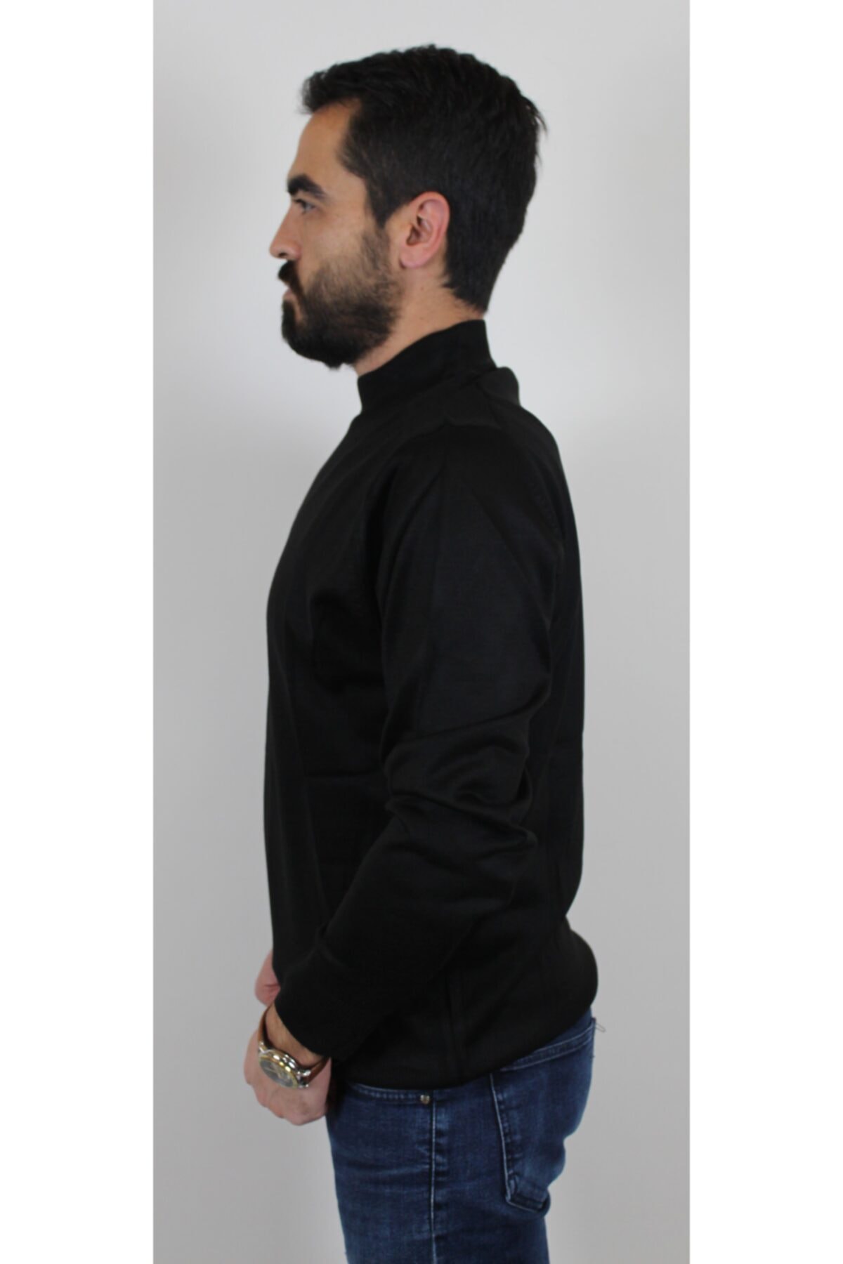 بافت و پلیور مردانه مشکی Bilgiçler | 3982497297 اورجینال - تصویر 3