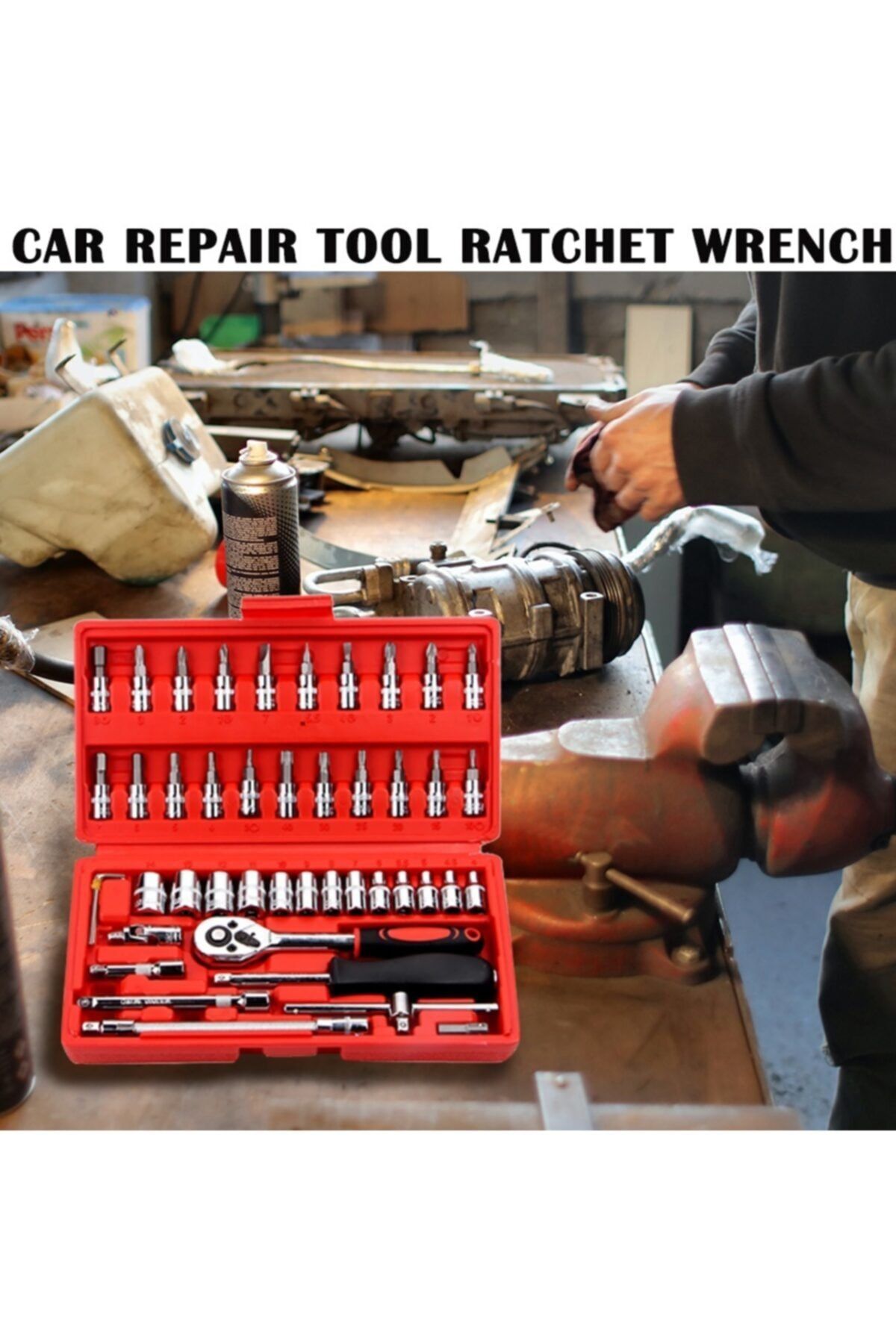 Depolife-46 Piece Mini Socket Set Automatic Ratchet 1/4" Wrench Set High Quality Combination Tool Set 6