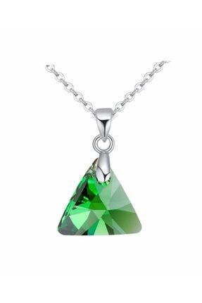 Kadın Yeşil Swarovski® Taşlı Xilion Triangle Emerald Kolye 6628 KBSM-6628E