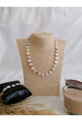mist butik kum boncuklu papatya kolye