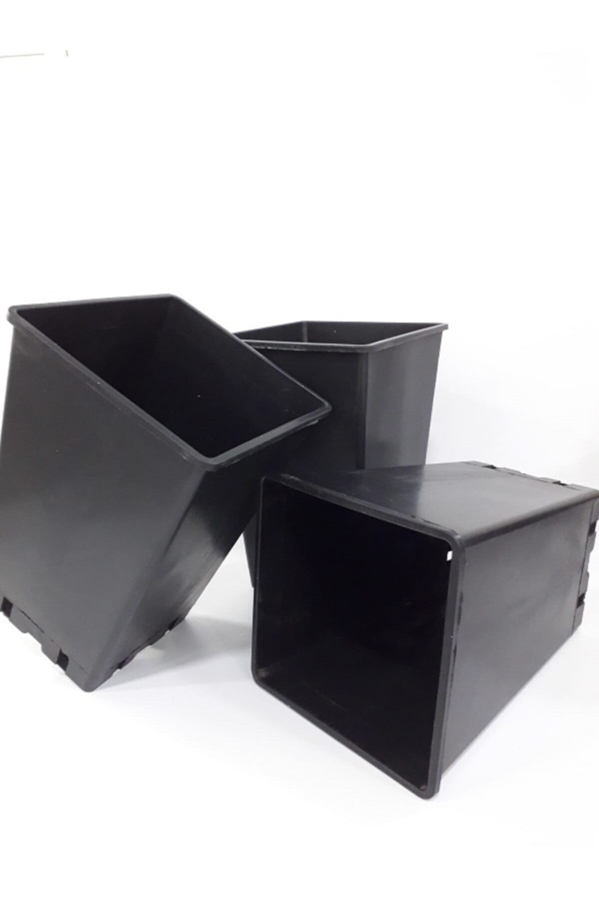 Kare Üretim Saksı 4,4 Lt 15x24 Cm 3 Adet Üretim Saksısı Siyah Saksı Plastik Saksı Kare Saksı 2