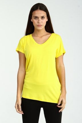 Sarı Kadın Yeşil Spor Regular Kısa Kol T-shirt UCB142505A39 - RPT