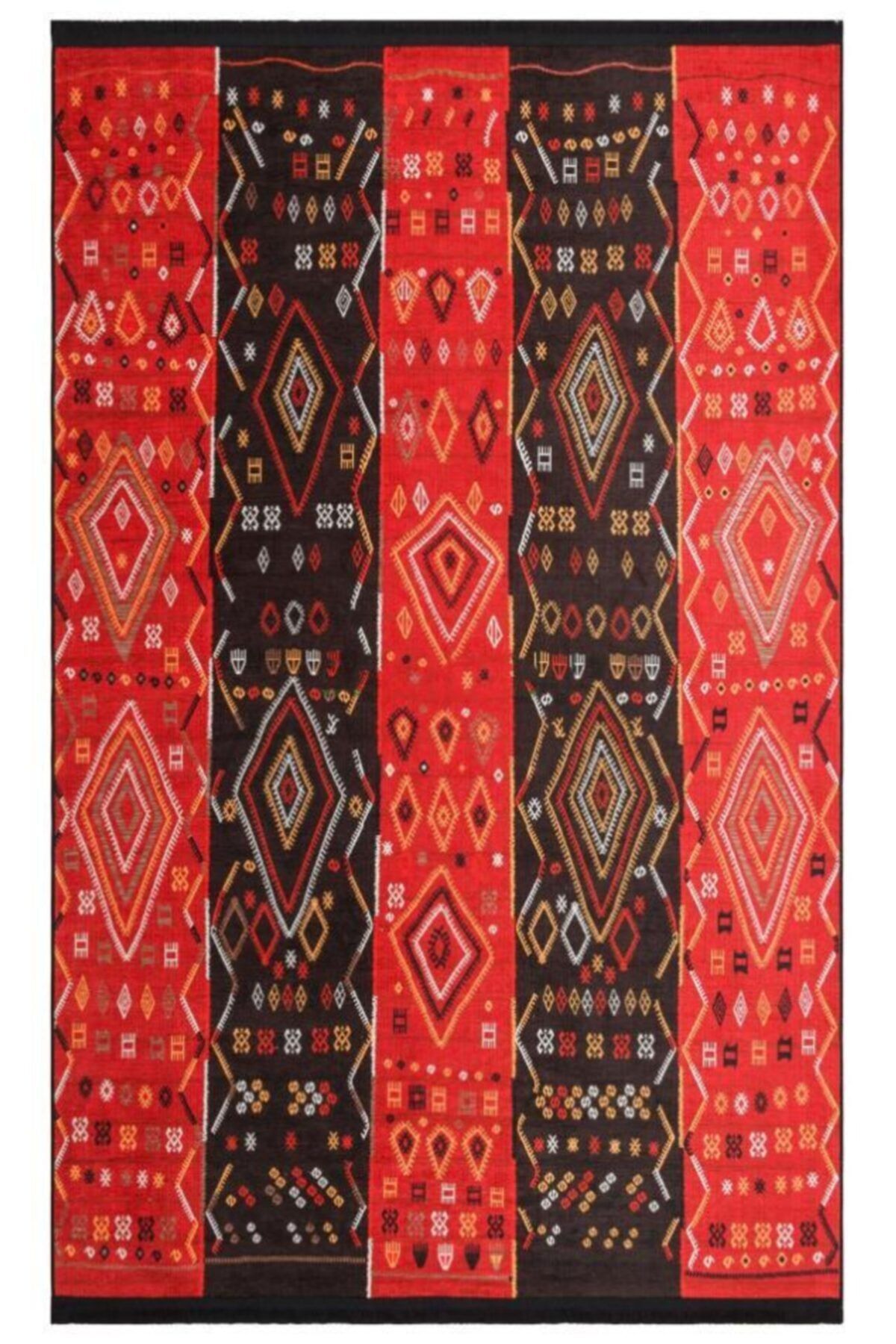 Eko Halı Luna Ln 46 Red Kırmızı Yıkanabilir Geleneksel Baskı Halı