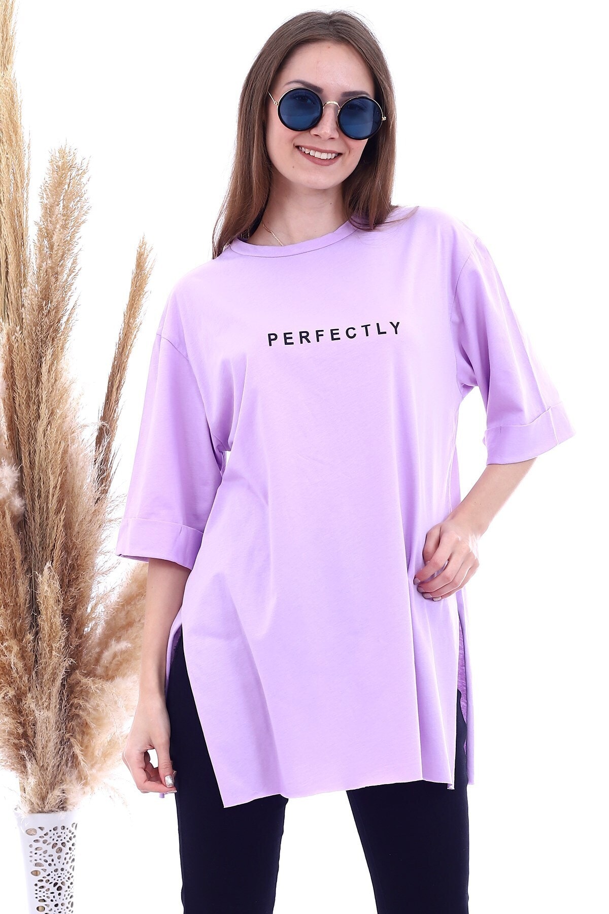 cotton mood 9092894 suprem perfectly baskili kapri kol salash tshirt lila fiyati yorumlari trendyol