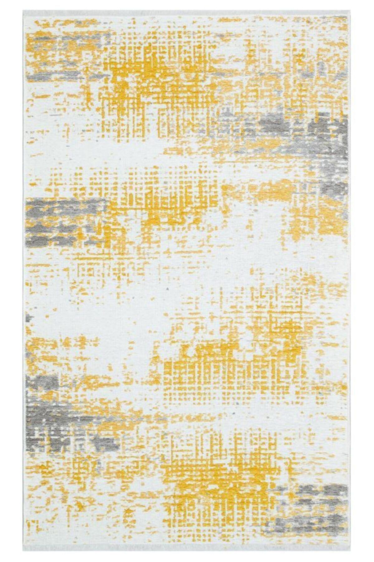 Eko Halı NOA NK 01 YELLOW GREY  Hav Toz Vermez Yıkanabilir Çift Taraflı İnce Modern İskandinav Kilim