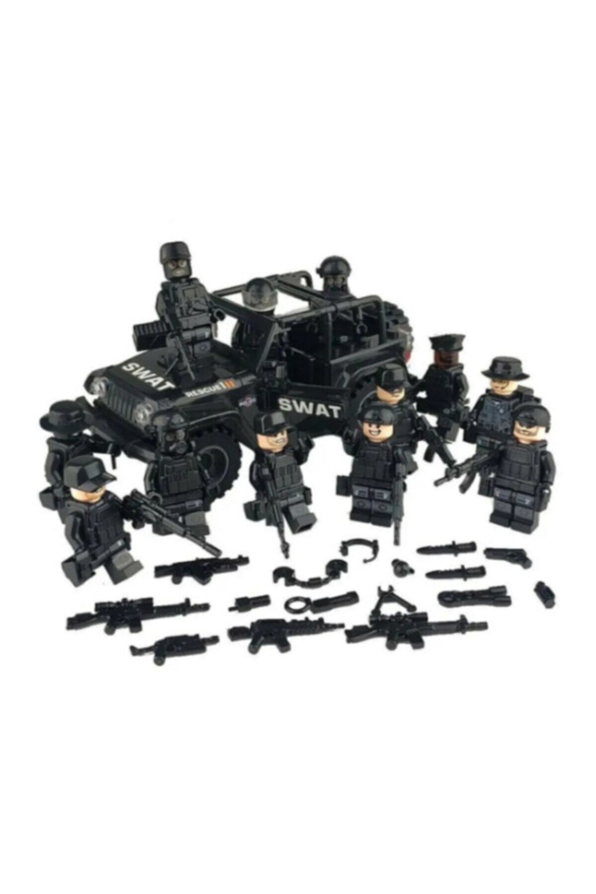 Legoedly-12 Pieces Swat Operation Set 1 Pieces Jeep and Accessories Compatible with Lego 1