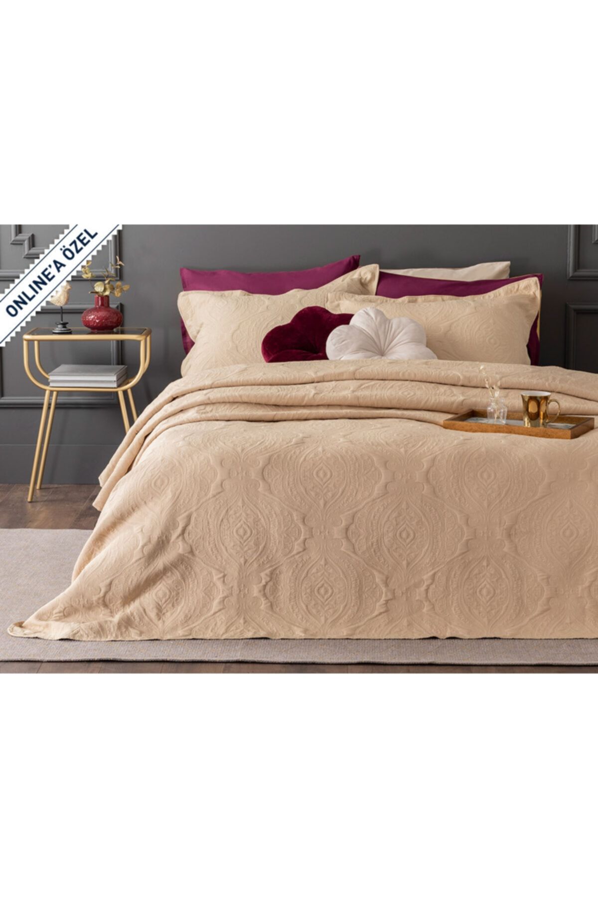 English Home Kanyon Jakarlı Çift Kişilik Yatak Örtüsü Takımı 250x260 Cm