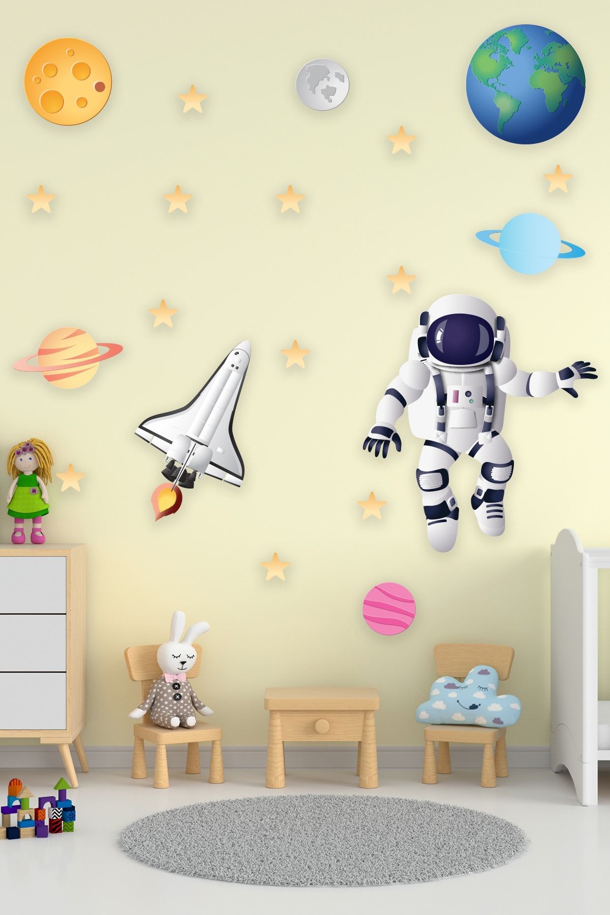Tilki Dünyası-Astronaut in Space Space Shuttle Planets And Stars 4