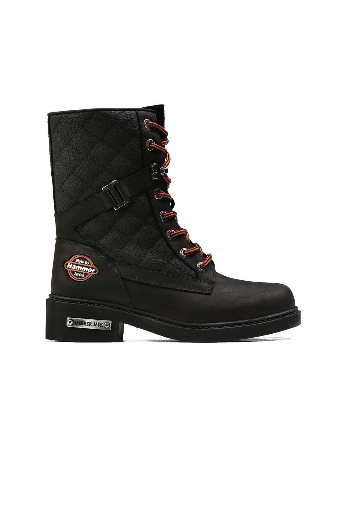 Hammer Jack 15945 Siyah Hakiki Deri Erkek Kadın Unisex Kalın Taban Renkli Outdoor Spor Postal Bot