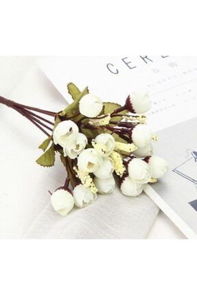 Yapay Çiçek Krem Fındık Gül Mini Gül Tomurcukları 15li fnd-001