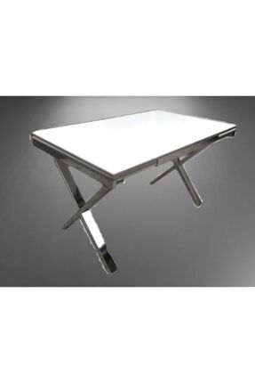 Masa Yandan Açıl X Ayaklı Metal Transmisyon Çelik Nikelaj Glosspan Tabla Itinalı Paket Ve Kargo Bengi Mutfak Masası Yandan Açılır X