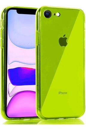 Uyumlu Iphone 7 Kılıf Fosforlu Canlı Renkli Parlak Silikon Kapak Sarı mornw_44517