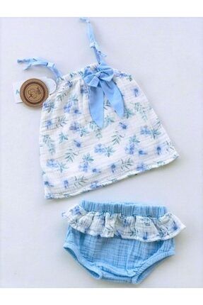 Kız Bebek Fiyonklu Fırfır Külotlu Elbise BB-004300