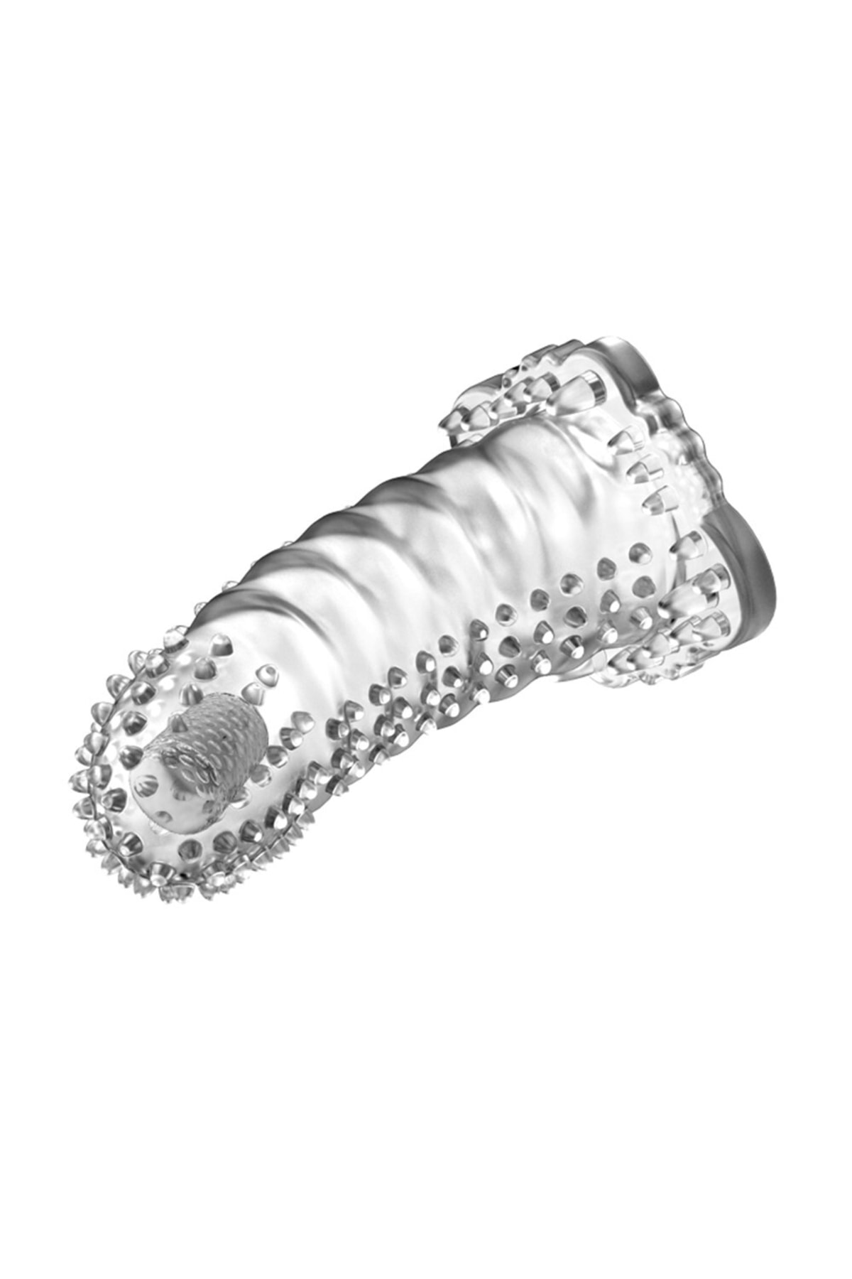 4 Cm Uzatmalı Eğik Titreşimli Şeffaf Penis Kılıfı 2