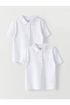 Polo Yaka Basic Kısa Kollu Pamuklu Kız Çocuk Tişört 2'li AYMİRA GİYİMCCCW20570