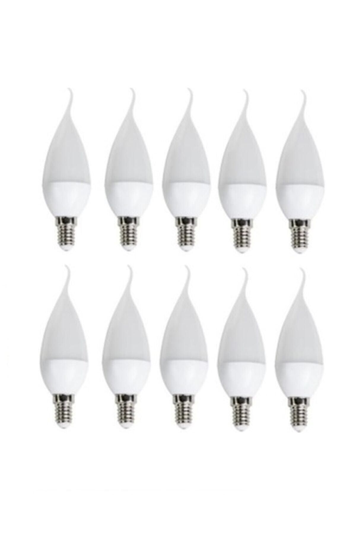 Cata 10'lu Ct-4084 Kıvrık Led Ampul-ince E14 Duy-kıvrık Avize Ampülü-beyaz  Işık 6400k