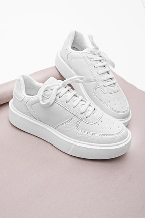 Marjin Kadın Sneaker Kalın Taban Bağcıklı Spor Ayakkabı Azin&nbsp;Beyaz