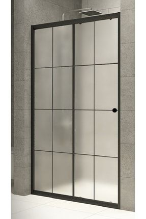 Duşakabin Ön Cephe 4mm Siyah Çizgi-komple Buzlu Yükseklik 180cm TİDA4mmTB110/200