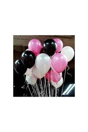 30 Adet Metalik Sedefli (siyah - Beyaz - Pembe Karışık) Uçan Balon(30lu Paket)' 3434195