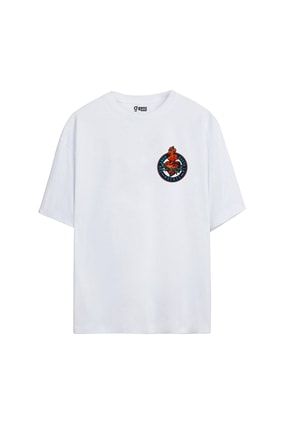 Unisex Beyaz Muerte Oversize T-shirt GNC5785