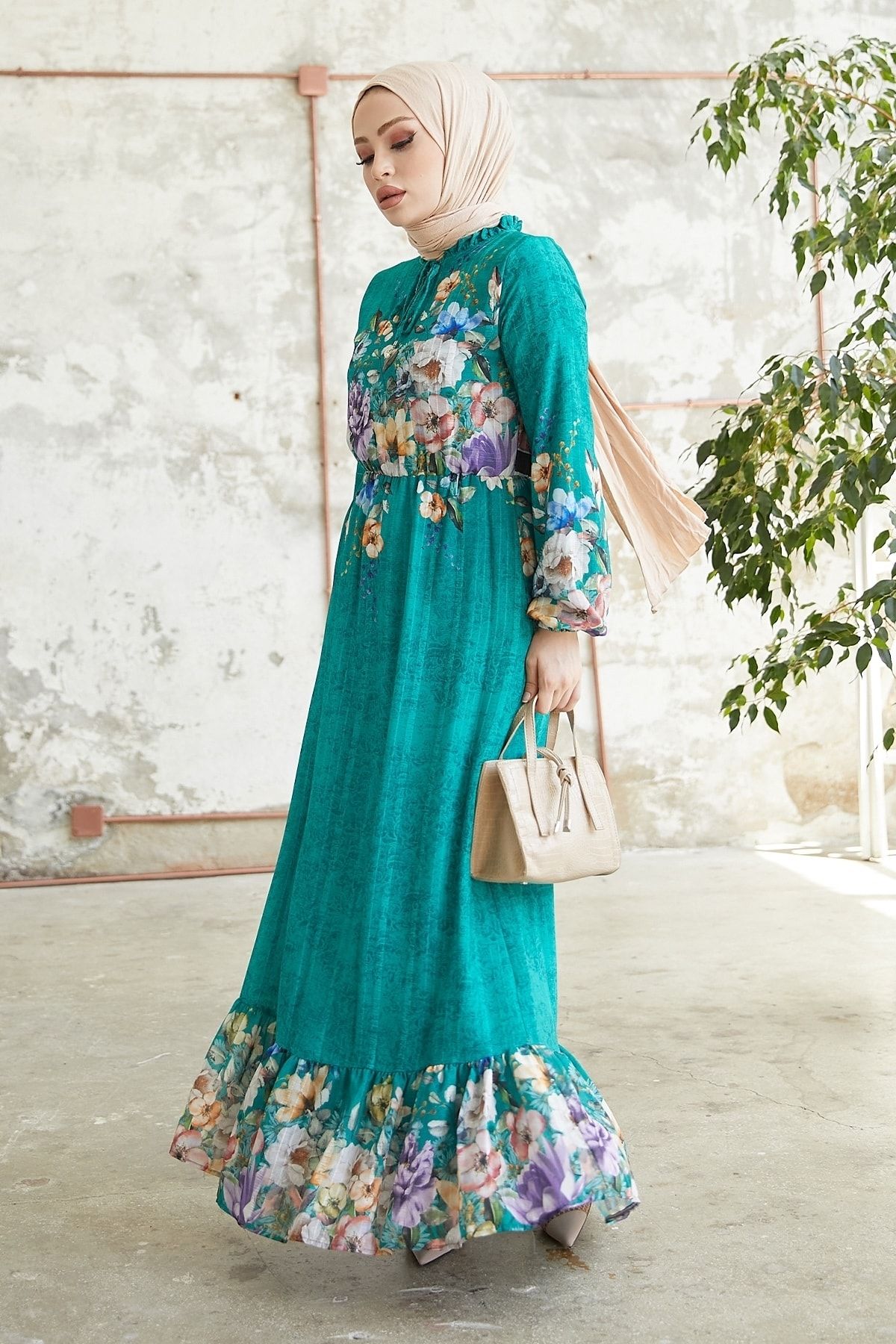InStyle-Περισσότερα Floral Jacquard Yoryo Chiffon Dress - Water Green 4
