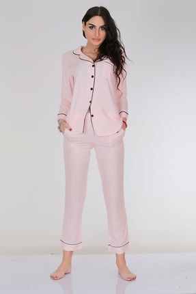 Bambu Kadın Pijama Takımı - Pink Lines PLWM0001342
