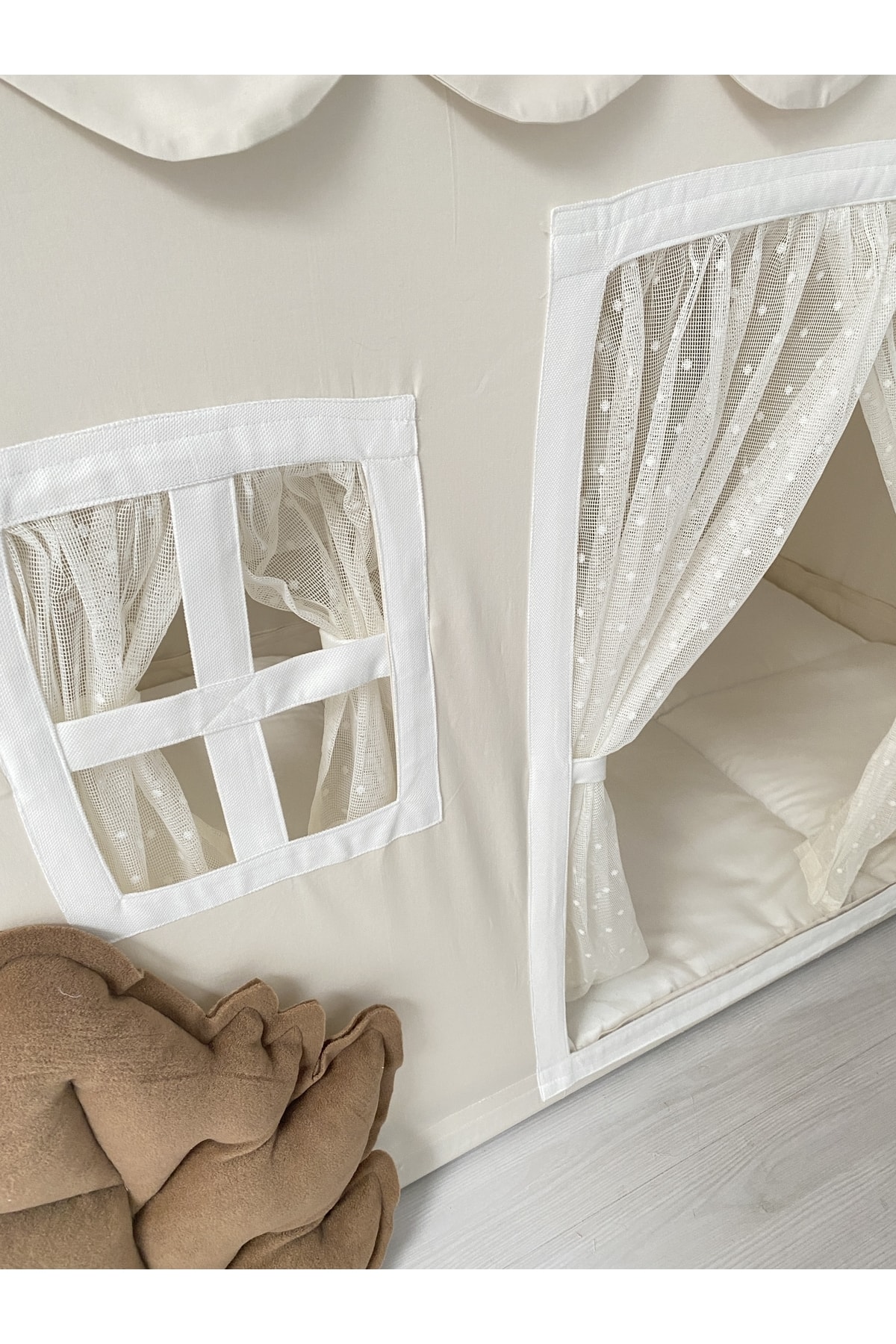 Miniden Çocuk Oyun Evi Krem Renkli Oyun Çadırı Oyun Alanı fotoğrafı 4 (önizleme)