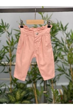 Kız Bebek Pembe Pantolon Gizli Cepli Ve Beli Büzgülü Arka Bel Lastik Detaylı Model LKBP560