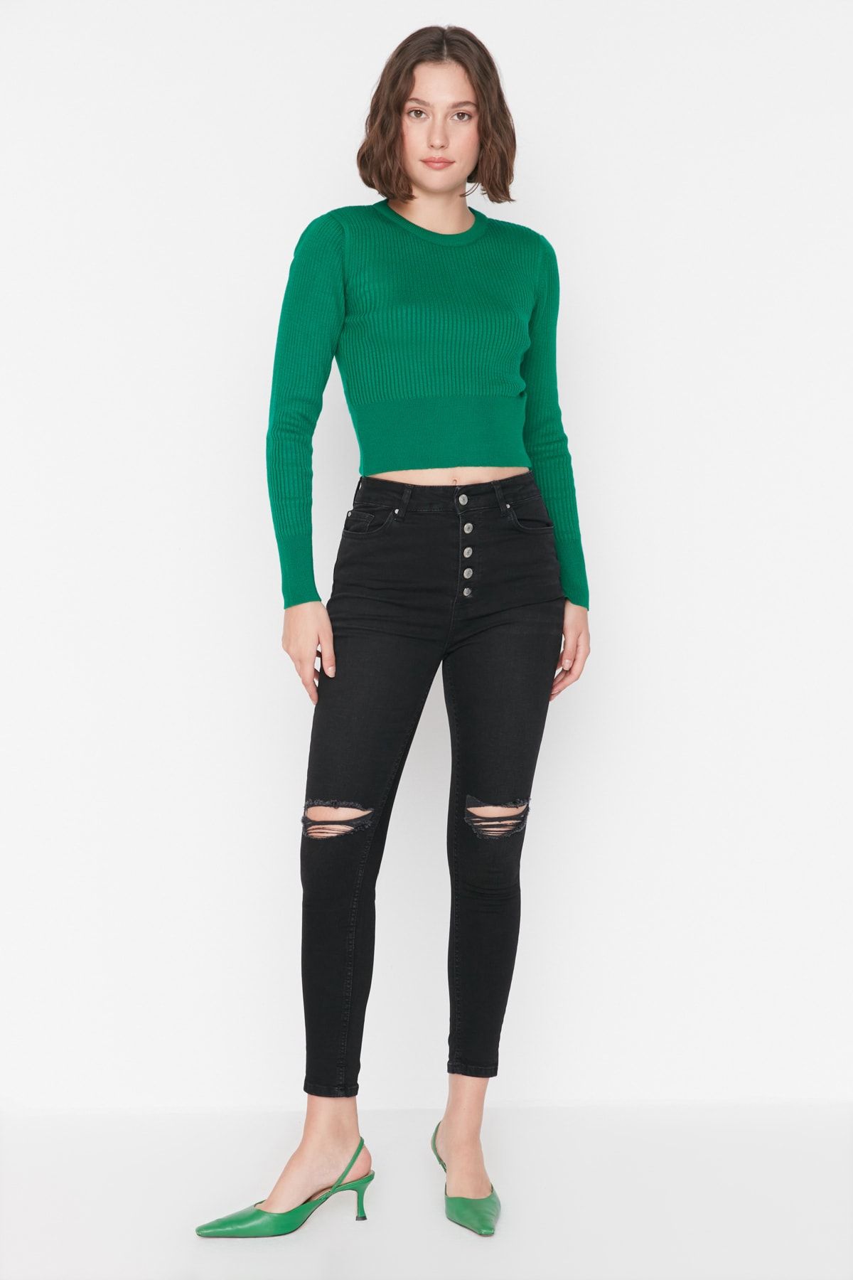 Trendyol Collection Jeans Schwarz Skinny Fast ausverkauft