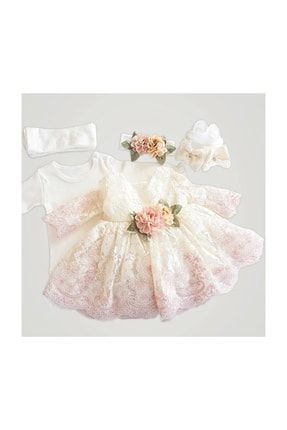 Pembe Fransız Dantelli Kız Bebek Mevlüt Elbisesi 10098-MN