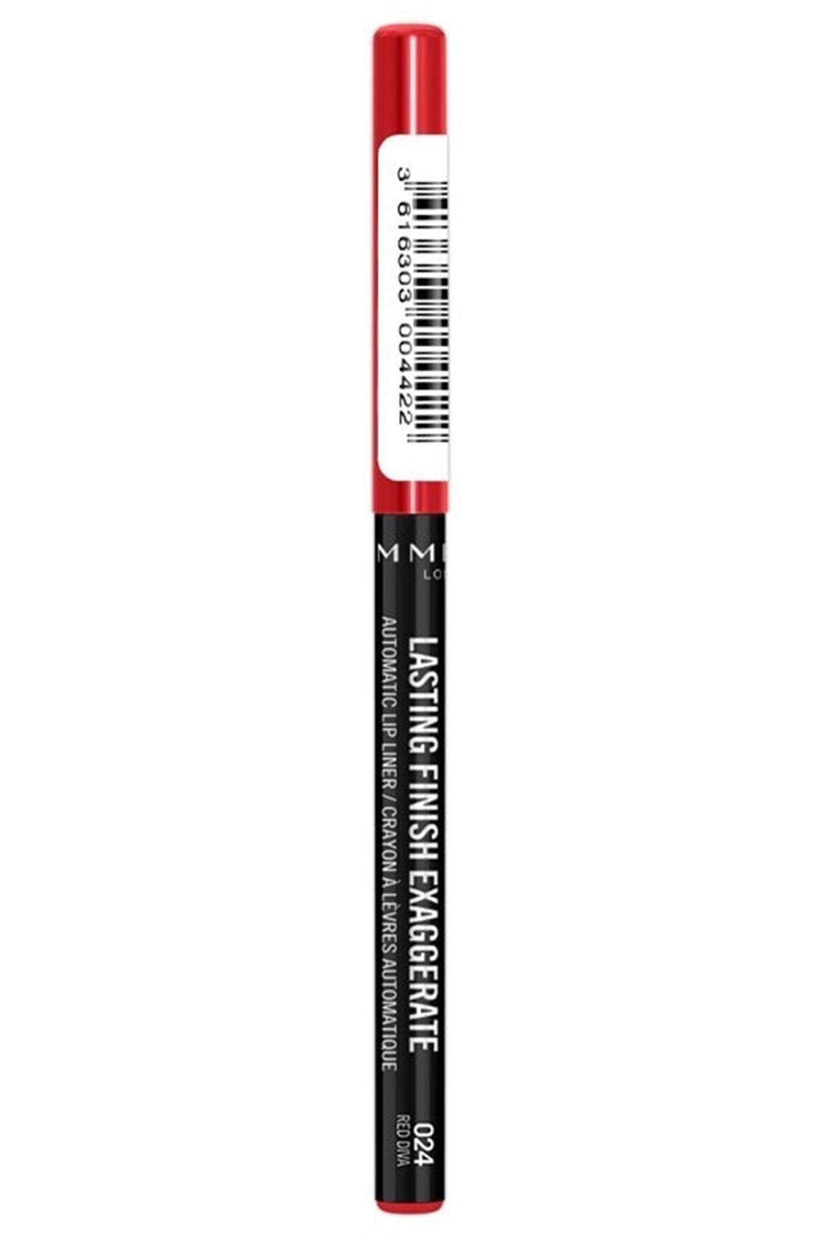 خط لب قرمز ماندگار انتهای آن اغراق آمیز LIP 024 DIVA Rimmel London