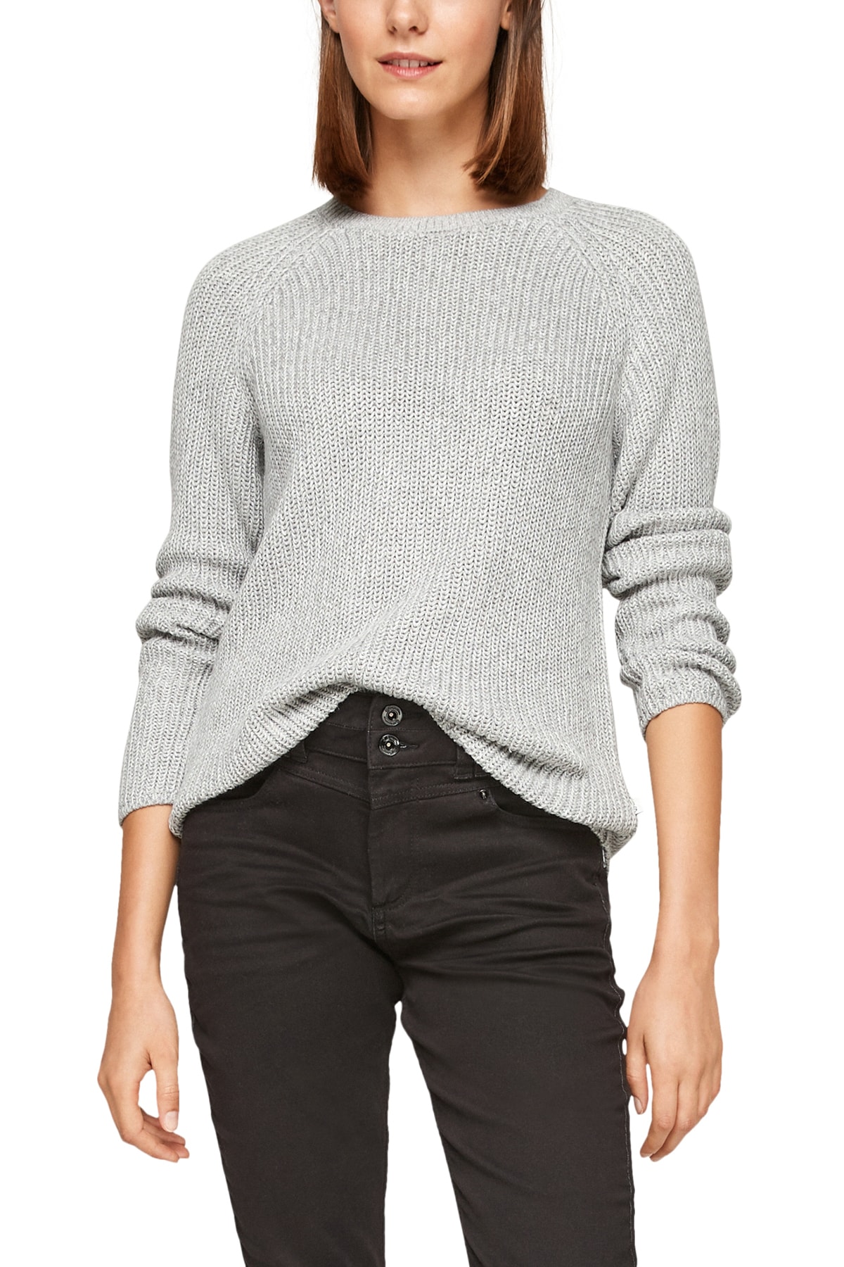QS by s.Oliver Pullover Grau Figurbetont