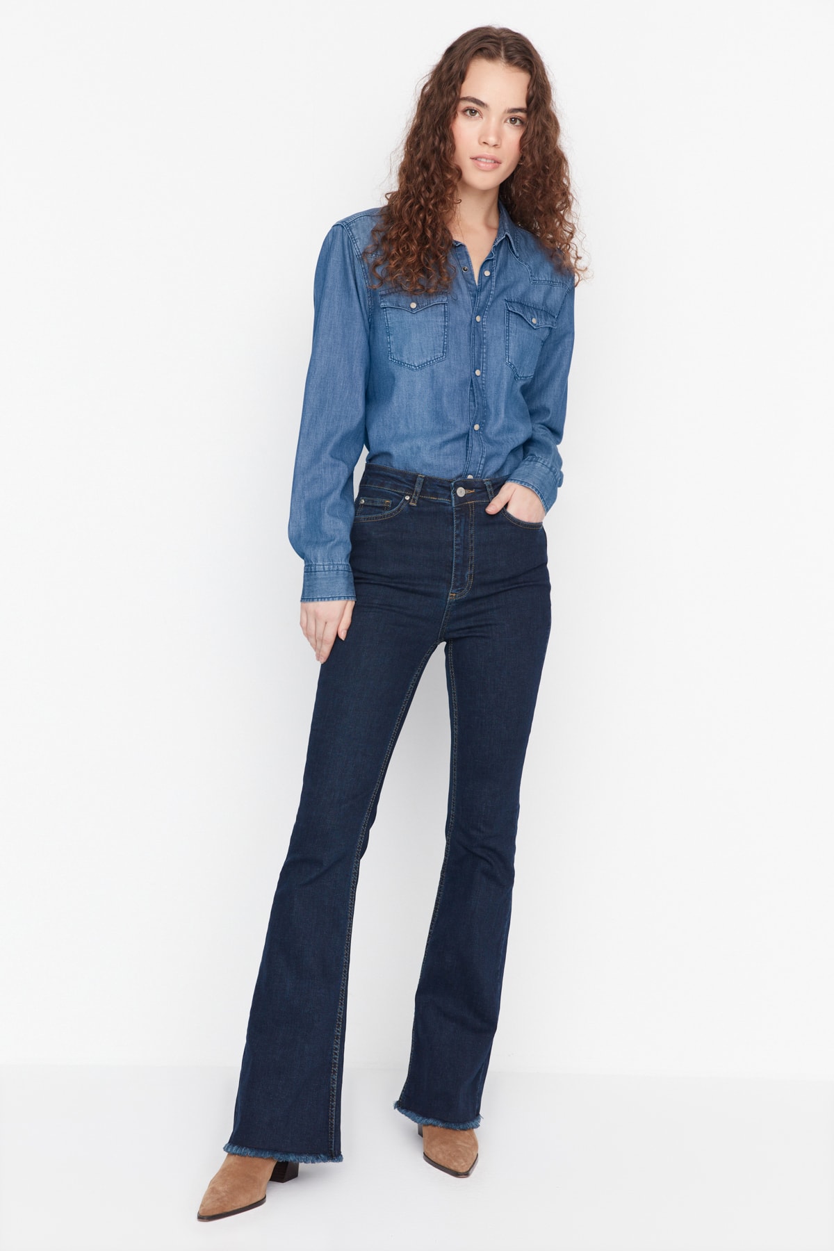 Trendyol Collection Jeans Blau Wide Leg Fast ausverkauft
