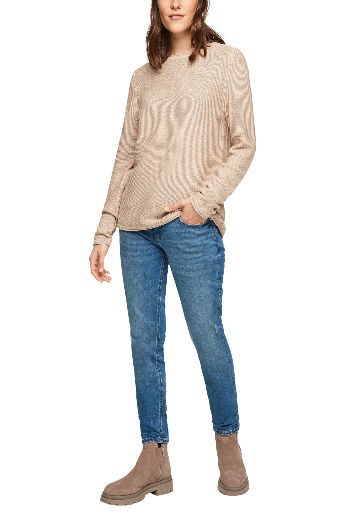 QS by s.Oliver Pullover Braun Regular Fit FN7154