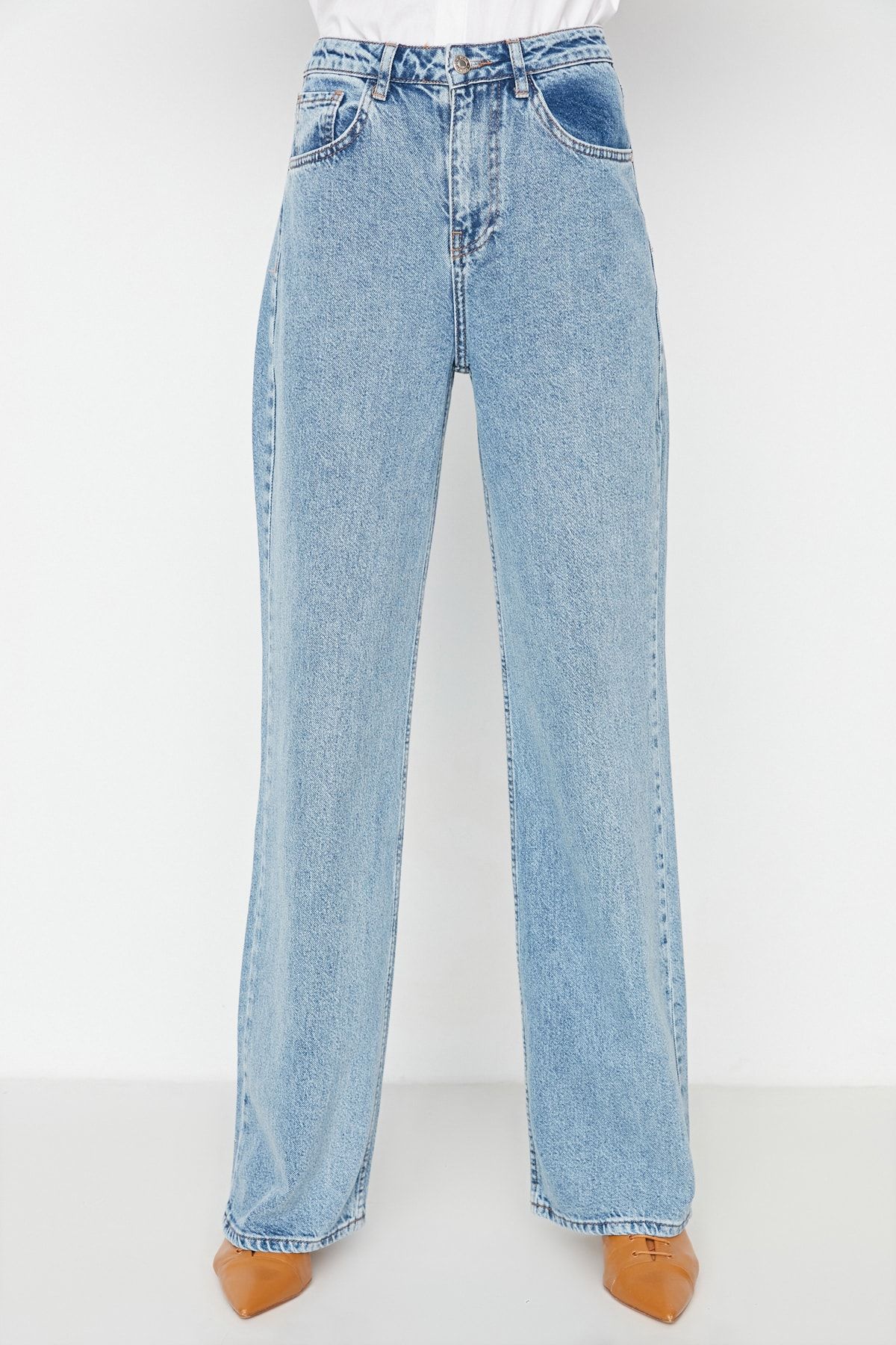Trendyol Collection Jeans Blau Wide Leg Fast ausverkauft