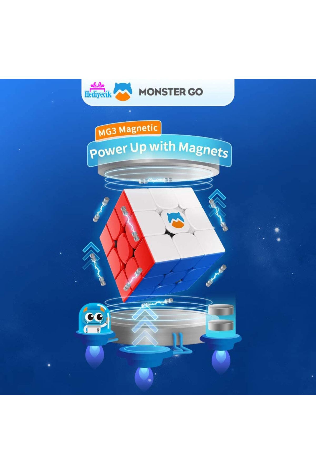 hediyecik-Gan Monster Go 3x3 - مكعبات الذكاء والذكاء المغناطيسية المغناطيسية، مكعب روبيك مع تطبيق الهاتف المحمول 5