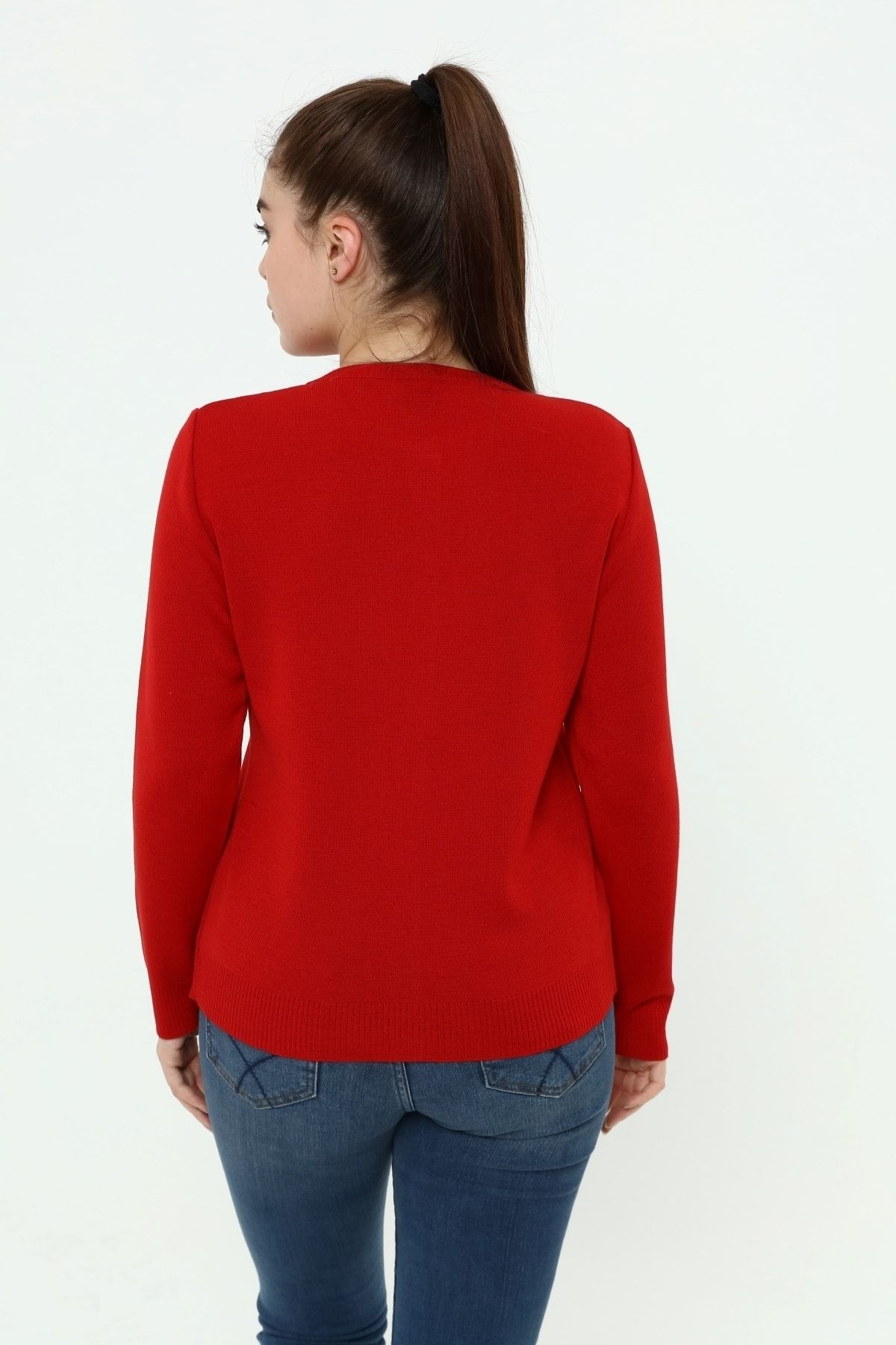 Solo-Women's Guipure Lace Crystal Buttoned Knitwear Cardigan 2