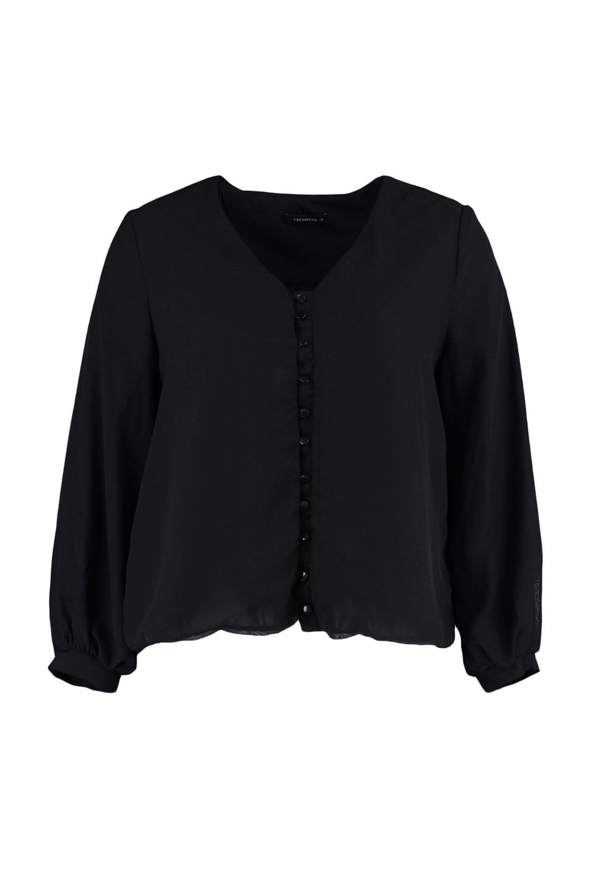Trendyol Curve-Schwarze Chiffon-Webbluse TBBAW23AF00078 6